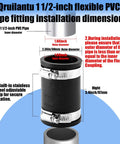 One And A Half Inch Flexible PVC Pipe Coupling Set With Stainless Steel Clamp 3 Pack For Tight Sewer And Drain Connections Between Cast Iron Plastic And Copper Pipes 6mm Thick Heavy Duty Flexible Fitting Black, 1-1/2 inch with clamp