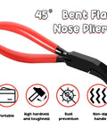 45° bent flat nose pliers with red handles, part of Two Pack Hand Seamers For Sheet Metal Pliers Set With 45 Degree And Straight Jaws