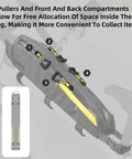 Top Tube Bike Bag Waterproof Front Frame Organizer 2.1L with dual side mesh pockets on bicycle frame showing compartments