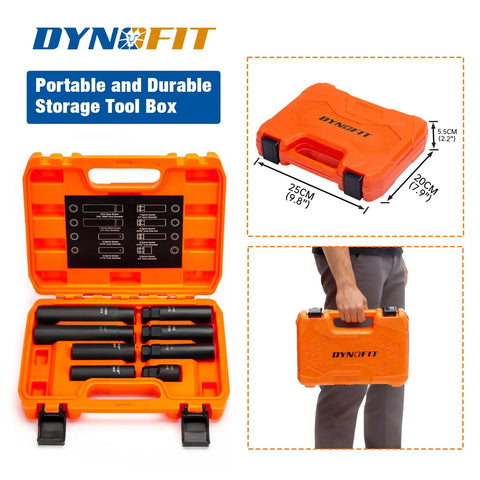 Eight Piece Lug Nut Key Kit And Spline Socket Set For Aftermarket Rims And Wheel Locks Heavy Duty in orange case