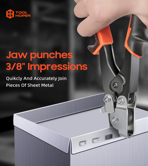 snap lock gutter crimp tool making 3/8 inch impressions on sheet metal