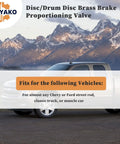 Disc Drum Brass Brake Proportioning Valve PV2 172-1353 installed on Chevy truck in mountain setting for brake balance.