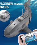 Underwater HD Camera 2 4G RC Shark Boat For Pool With App Control dual propeller shown with mobile control close-up