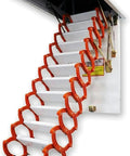 Rock Solid Aluminum Alloy Pull Down Attic Ladder Built Tough Motorized Stealth Loft Stairs with folding telescopic design