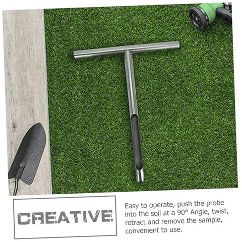 Stainless Steel Soil Sampling Tool With T Handle Probe For Lawn And Garden Care on artificial grass.