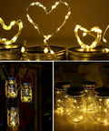 Solar Mason Jar Lid Lights With 30 Warm White LEDs, Waterproof Outdoor Fairy String Lights On 3.3 Ft Wire, Hangers For Regular Jars