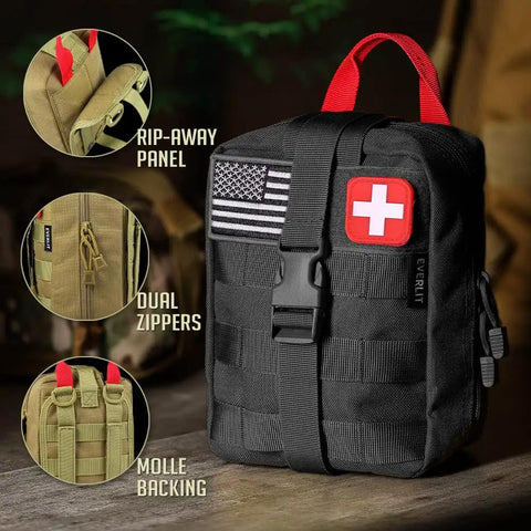250 Piece Survival First Aid Kit IFAK EMT MOLLE Pouch All In One Emergency Medical Gear for Camping and Outdoor Adventures