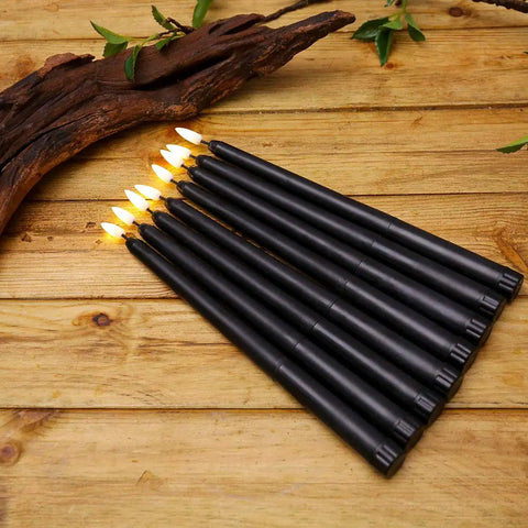 Pack Of 12 Flameless Taper Candles 11 Inch Flickering Warm White LED Candles Battery Powered Realistic Plastic For Christmas Decor