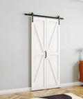 Space Saving 36 Inch By 84 Inch Bi Fold Barn Door With Hardware Kit For Closet And Room Divider MDF Wood With PVC Surface In White