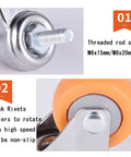 Close-up view of Built Tough As Nails Yellow Nylon Swivel Caster Wheels Metric Threaded Stem highlighting M6x15mm size.