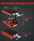 Motorcycle Lift 1100 Lb Capacity Wide Deck Center Scissor Lift Jack Hoist Stand For Street Bikes Cruisers Touring Motorcycles And ATVs With Heavy Duty Rubber Mat For Extra Stability In Garage Shop