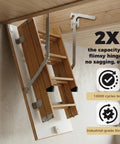 55-2 Attic Ladder Hinge Arms Replacement for Werner Terrace installation on attic ladder with safety features shown