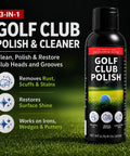 Three In One Golf Club Polish And Cleaner For Irons Wedges And Putters Keep Your Clubs Looking Fresh Restore Shine Clean Grooves Remove Rust Scuffs Stains And Oxidation On Stainless Steel Aluminum And Zinc 6.76 Fl Oz bottle on grass