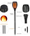 Diagram showing the 43 Inch Solar Torch Lights With Realistic Flickering Flames 2 Pack, detailing construction components.
