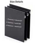 Three black gasket paper sheets set; thicknesses 0.8mm, 1.0mm and 1.2mm; non-asbestos high-temp engine gasket material