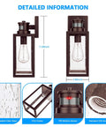 Outdoor Wall Lantern With Motion Sensor For Dusk To Dawn Auto Brightness Waterproof Anti Rust Sconce With Seeded Glass Wall Mount Porch Light dimensions and features