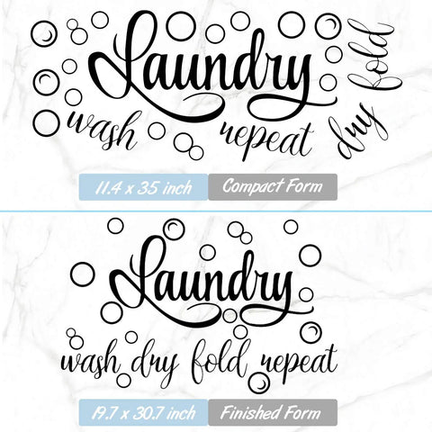 Laundry Room Wall Decal Set With Wash Dry Fold Repeat Bubble Stickers Funny Sign For Home Decor Easy Peel And Stick Removable Black Wall Art Large 19.7 By 30.7 Inches, compact and finished forms