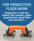 Ergonomic Trowel Support Tool For Floor Installers with anti slip spare feet, orange handle, on tile surface
