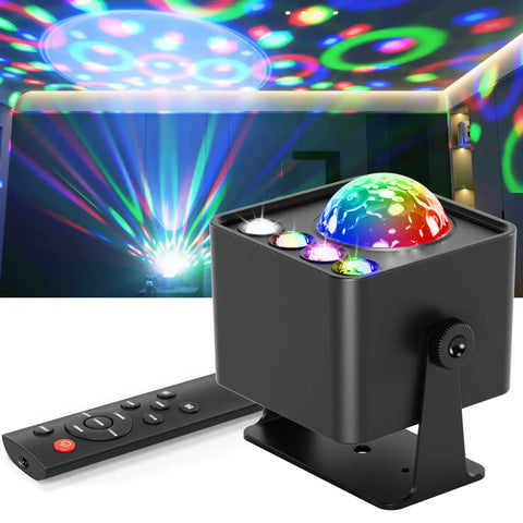 Disco Ball Light Party Lamp With Sunset Mode, DJ Disco Light With 6 Working Modes Including Sound Activated, Auto, And Strobe, 5 DIY Buttons For White