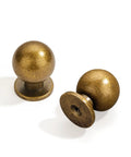 10 Pack 1 Inch Vintage Antique Brass Ball Knob Set For Cabinets And Drawers, Round Solid Cabinet Knobs, 25mm Diameter, Side View