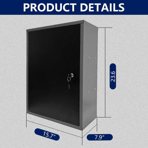 Wall Mounted Metal Storage Cabinet Lockable For Garage, Two Removable Shelves, Keeps Small Items And Medicine Bottles Safe