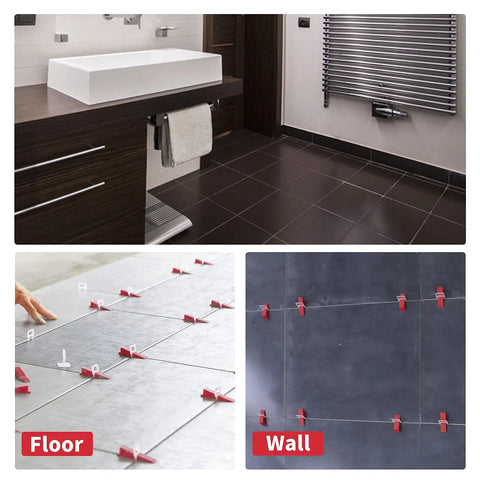 Pro Tile Leveling Kit With 1200 Clips 400 Reusable Wedges And Pliers For One Eighth Inch Gap Tile Laying on floor and wall