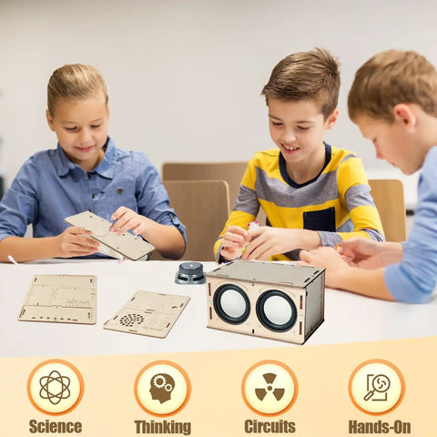 Kids assembling Hands On DIY Electronics Kit For Kids And Teens Build A Speaker Learn Circuits And Sound STEM Project Gift