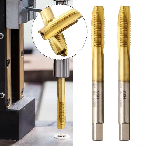 Top Quality M12 Metric Thread Tap 2 Pack HSS Coated Straight Flute For Steel Aluminum Brass Hand Threading Tool Kit For Repair Jobs And Professional Use, two taps