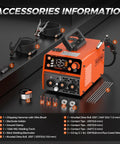 Beefy 4 In 1 Portable 135A MIG Welder 110V Flux Core MIG Stainless Flux MIG Stick MMA Lift TIG with accessories and LED display