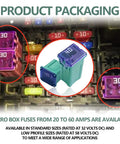 Road Ready And Hella Tough 30 Piece Auto Fuse Assortment Kit Standard Blade Setup showing colorful micro box fuses for cars and trucks.