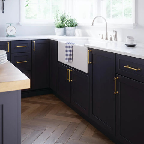 Modern Gold Cabinet Handles And Drawer Pulls For Kitchen Cupboards And Dressers deliver a sleek farmhouse vibe with 128 mm spacing.
