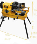 Heavy Lifter Electric Pipe Threader Machine durable alloy steel cutters shown from the side with measurements printed.