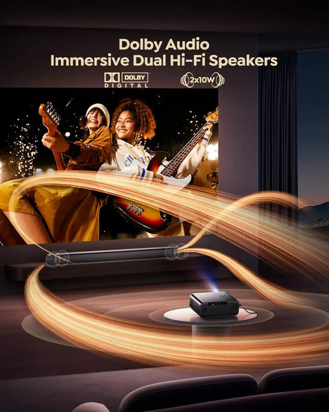 Smart Outdoor Projector With Built In Apps And 4K Support, WiFi And Bluetooth, Auto Focus, Dual Speakers, Dolby audio feature