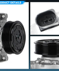 Keep Your Sweet Ride Chillin Smooth With This Hella Durable Ac Air Conditioner Compressor And Clutch Kit For Audi A4 A5 Quattro showing detailed components and black pulley.