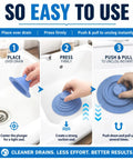 Six Inch Sleek Silicone Tub Stopper; user demonstrating placement and suction for bathtub drain use.
