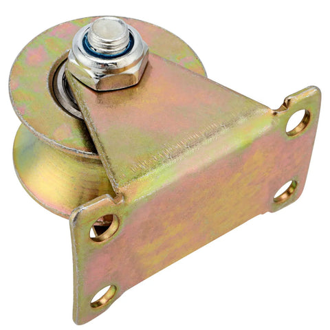 6 Pack 2 Inch U Groove Wheel Pulley Kit With Steel U Type Track Wheel Rigid Caster With Bracket For Inverted Track.