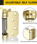 JOYNY 2-pack gold 4-inch self-closing door hinges, spring-loaded with adjustable tension