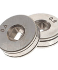 Two knurled metal wire feed drive rollers, 0.6/0.8 mm, for SSJ16 MIG wire feeder