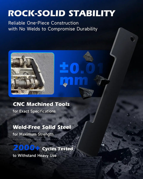 Turbo Engine Timing Tool Kit With Camshaft Alignment And Locking Set, solid steel CNC machined tool demonstrating precision