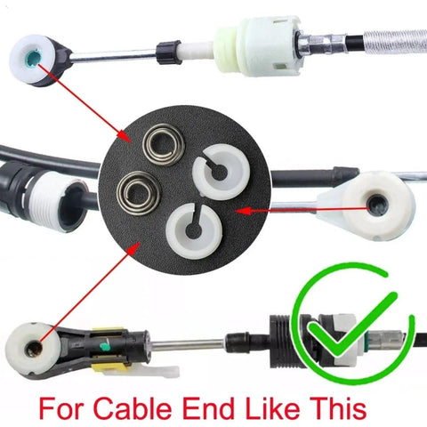 Land Rover Range Rover Evoque Shift Cable Replacement Kit for 2011-2019 Manual Transmission components and end clips.