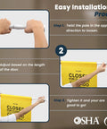 Installation process for Built Different Two Pack Bilingual Restroom Closed Sign Heavy Duty Polyester Door Barricade Hanger.