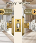 Vintage Crystal Glass Door Knobs Interior Privacy For Bedroom And Bathroom Antique Brass Locksets With Push Pin Inside Lock