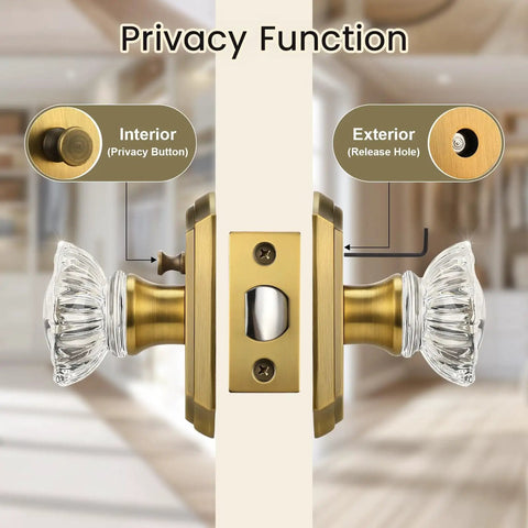 Vintage Crystal Glass Door Knobs Interior Privacy For Bedroom And Bathroom Antique Brass Locksets With Push Pin Inside Lock