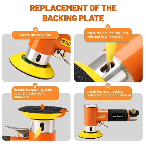 Instructions for replacing backing plate on Beast Mini Random Orbital Air Sander Kit 1 2 3 Inch For Auto Body Metal And Woodworking