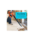 Person using Cordless Leaf Blower With Battery And Charger, 40V Max PowerCommand for clearing leaves on driveway