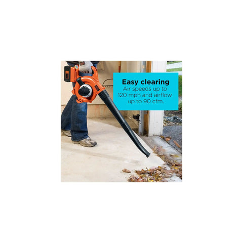 Person using Cordless Leaf Blower With Battery And Charger, 40V Max PowerCommand for clearing leaves on driveway