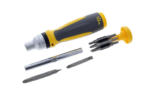Twist-A-Nut 21-In-1 Ratcheting Multi-Bit Screwdriver set with pro-grade 28-tooth all-metal ratchet and wire-nut connector wrench