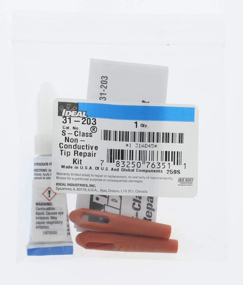 Ideal S-Class non-conductive tip repair kit components in packaging