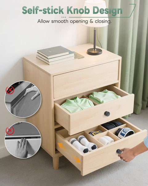 2 Pack Adhesive Drawer Knobs For Cabinets Black Rust Resistant Aluminum Alloy Stick On Pull Handles on open wood dresser drawer