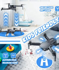 Awesome Beginner Friendly Drone With Camera For Kids And Adults 1080P HD RC Quadcopter displaying one key start landing feature